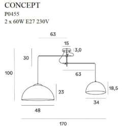 Pakabinamas šviestuvas Concept 2xE27 Juodas