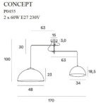 Pakabinamas šviestuvas Concept 2xE27 Juodas