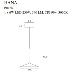 Pakabinamas šviestuvas Hana Integruotas LED 6W Juodas