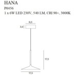 Pakabinamas šviestuvas Hana Integruotas LED 6W Juodas