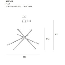 Pakabinamas šviestuvas Spider Integruotas LED 33W Auksinės spalvos