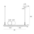 Pakabinamas šviestuvas Momo Integruotas LED 35W Juoda, Šlifuoto aukso
