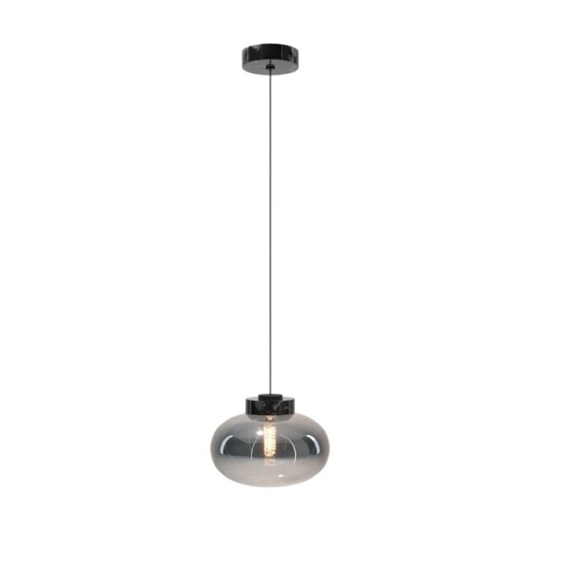 Pakabinamas šviestuvas MOONSTONE 1xE27 Dūminis stiklas, Juodas marmuras