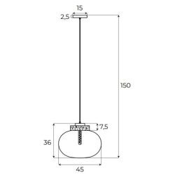 Pakabinamas šviestuvas MOONSTONE 1xE27 Dūminis stiklas, Juodas marmuras