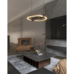Pakabinamas šviestuvas Singapur Round Integruotas LED 48W Juoda, Ruda