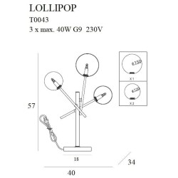 Stalinis šviestuvas Lollipop 3xG9 Juodas