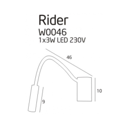Sieninis šviestuvas Rider Integruotas LED 3W Juodas
