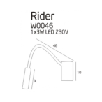 Sieninis šviestuvas Rider Integruotas LED 3W Juodas