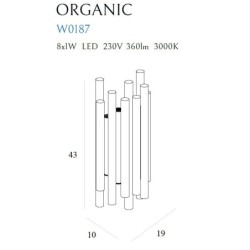 Sieninis šviestuvas Organic Integruotas LED 8W Aukso