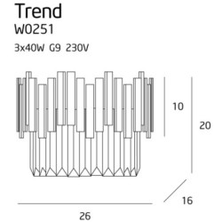 Sieninis šviestuvas Trend 3xG9 Auksinis