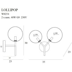 Sieninis šviestuvas Lollipop G9 Žalvario
