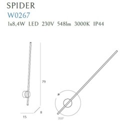 Sieninis šviestuvas Maxlight Spider Integruotas LED 8.4W Juodas