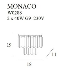 Sieninis šviestuvas Monaco G9 Aukso