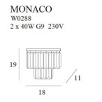 Sieninis šviestuvas Monaco G9 Aukso