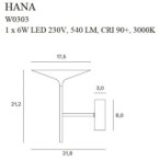 Sieninis šviestuvas Hana Integruotas LED 6W Juodas