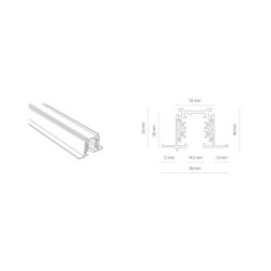 3 fazių bėginės sistemos bėgelis CTLS RECESSED TRACK 2M IP20 Balta