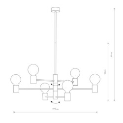 Pakabinamas šviestuvas RADIUS 6xE27 IP20 Juoda