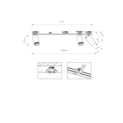 Pakreipiamas šviestuvas MONO SURFACE 3xGU10 IP20 Balta
