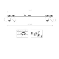 Pakreipiamas šviestuvas MONO SURFACE 4xGU10 IP20 Juoda