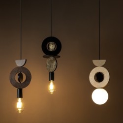Pakabinamas šviestuvas DROPS WOOD E E27 IP20 Juoda