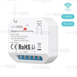 Belaidis RF apšvietimo valdiklis CORE1 (1-kanalo, 500W, 433MHz)