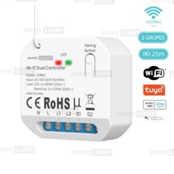 Išmanusis Wi-Fi + RF apšvietimo valdiklis CORE3 (2-kanalų, TUYA / valdymas balsu)
