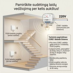 Išmanusis Wi-Fi + RF šviesos reguliatorius / Dimeris CORE4 (TRIAC, TUYA / valdymas balsu)