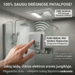 Belaidis kinetinis jungiklis be baterijų PUSH3/GR (3-klavišų, IP67, Pilkas)