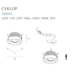 Įleidžiamas šviestuvas Maxlight Cyklop 10W 4000K Baltas (H0094 4000K)