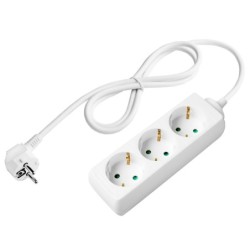Ilgintuvas su įžeminimu 220V 3m, 3 lizdai, baltas