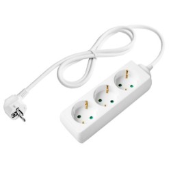 Ilgintuvas su įžeminimu 220V 1.5m, 3 lizdai, baltas