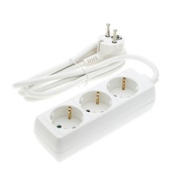 Ilgintuvas su įžeminimu 220V 1.5m, 3 lizdai, baltas