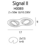 Įleidžiamas lubinis šviestuvas Maxlight Signal II 2xGU10 Baltas