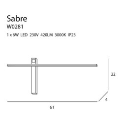 Sieninis šviestuvas Sabre 6W 3000K Juodas