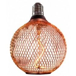 LED lemputė E27 2.5W Ø13.3x15.5cm ažūrinis gaubtas, vario, šilta balta šviesa 1800K