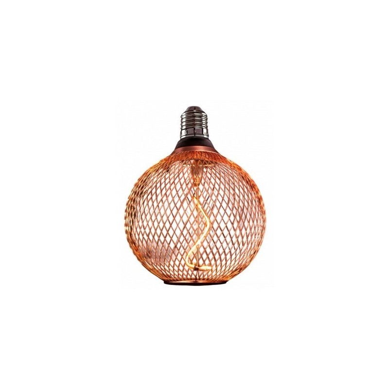 LED lemputė E27 2.5W Ø13.3x15.5cm ažūrinis gaubtas, vario, šilta balta šviesa 1800K