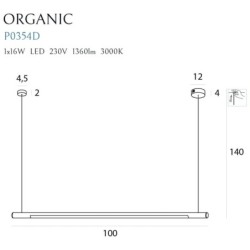 Pakabinamas šviestuvas Organic Horizon Integruotas LED 16W Juodas