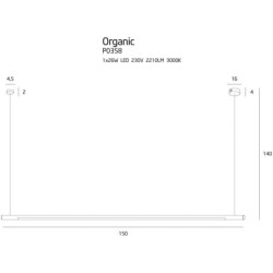 Pakabinamas šviestuvas Organic Horizon 150cm Integruotas LED 26W Juodas