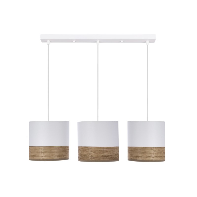 BIANCO Pakabinamas šviestuvas Balta 3xE27 b Balta +nut (textile+veneer)