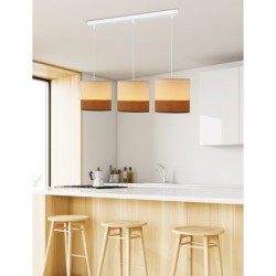 BIANCO Pakabinamas šviestuvas Balta 3xE27 b Balta +nut (textile+veneer)