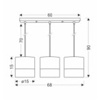 BIANCO Pakabinamas šviestuvas Balta 3xE27 b Balta +nut (textile+veneer)