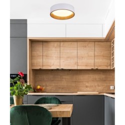 LAZIO Lubinis šviestuvas Balta + Medžo 24W LED 40CM