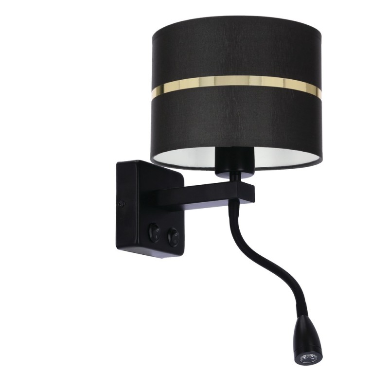 Polo Sieninis šviestuvas 1xE27 +2W LED Juoda
