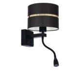 Polo Sieninis šviestuvas 1xE27 +2W LED Juoda
