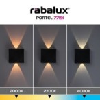 Sieninis lauko šviestuvas Portel LED 2W 2000, 2700, 4000K CCT keičiama balta spalva (Juoda)