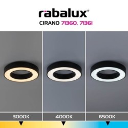 Lubinis šviestuvas Cirano LED 24W 3000, 4000, 6500K CCT keičiama balta spalva (Juoda)