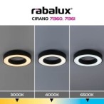 Lubinis šviestuvas Cirano LED 24W 3000, 4000, 6500K CCT keičiama balta spalva (Juoda)