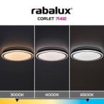 Lubinis šviestuvas Corlet LED 20W 3000-6500K CCT keičiama balta spalva (Juoda)