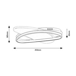 Lubinis šviestuvas Brantiel LED 57W 3000-6000K CCT keičiama balta spalva (Juoda, Balta)