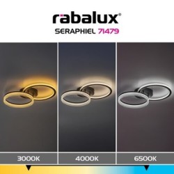 Lubinis šviestuvas Seraphiel LED 38W 3000-6500K CCT keičiama balta spalva (Juoda)